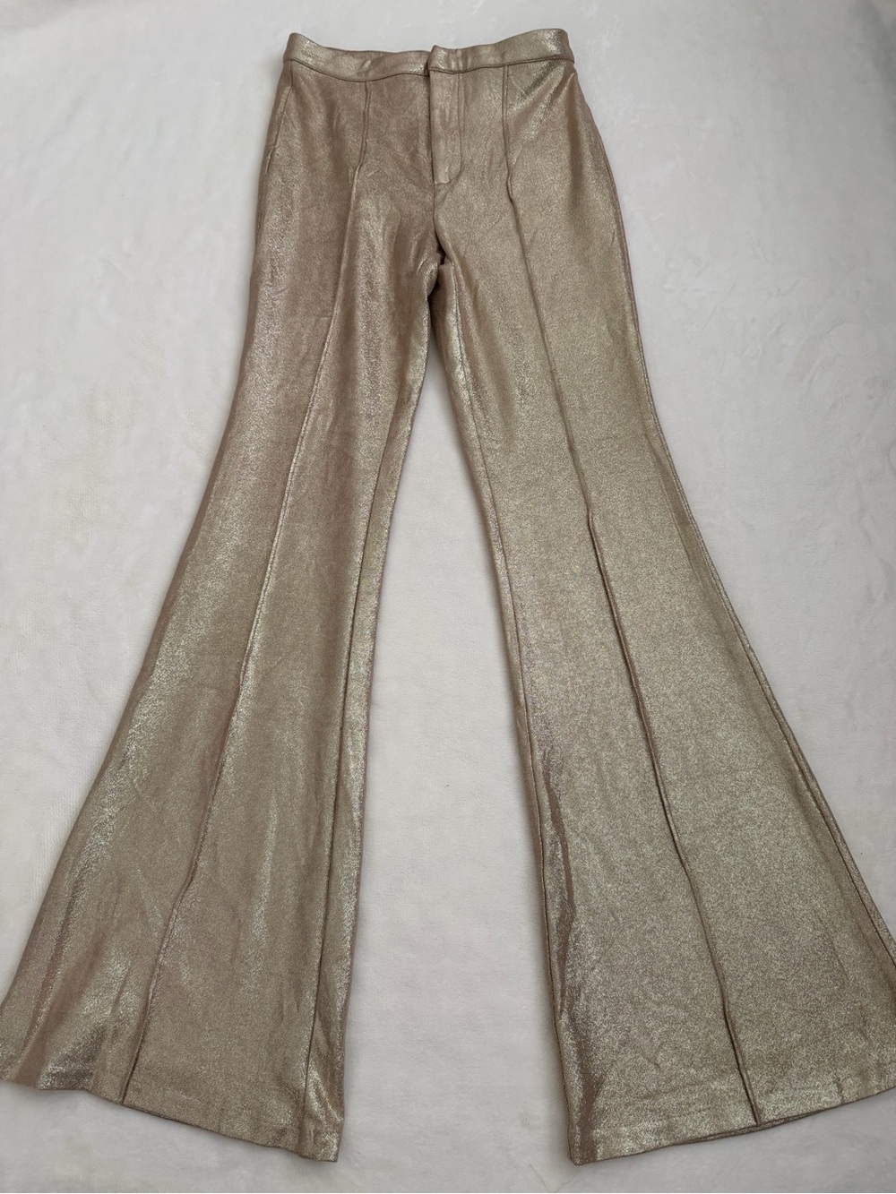VICI Metallic Gold Flare Pants Women's Small High Rise Pull On Disco Festival